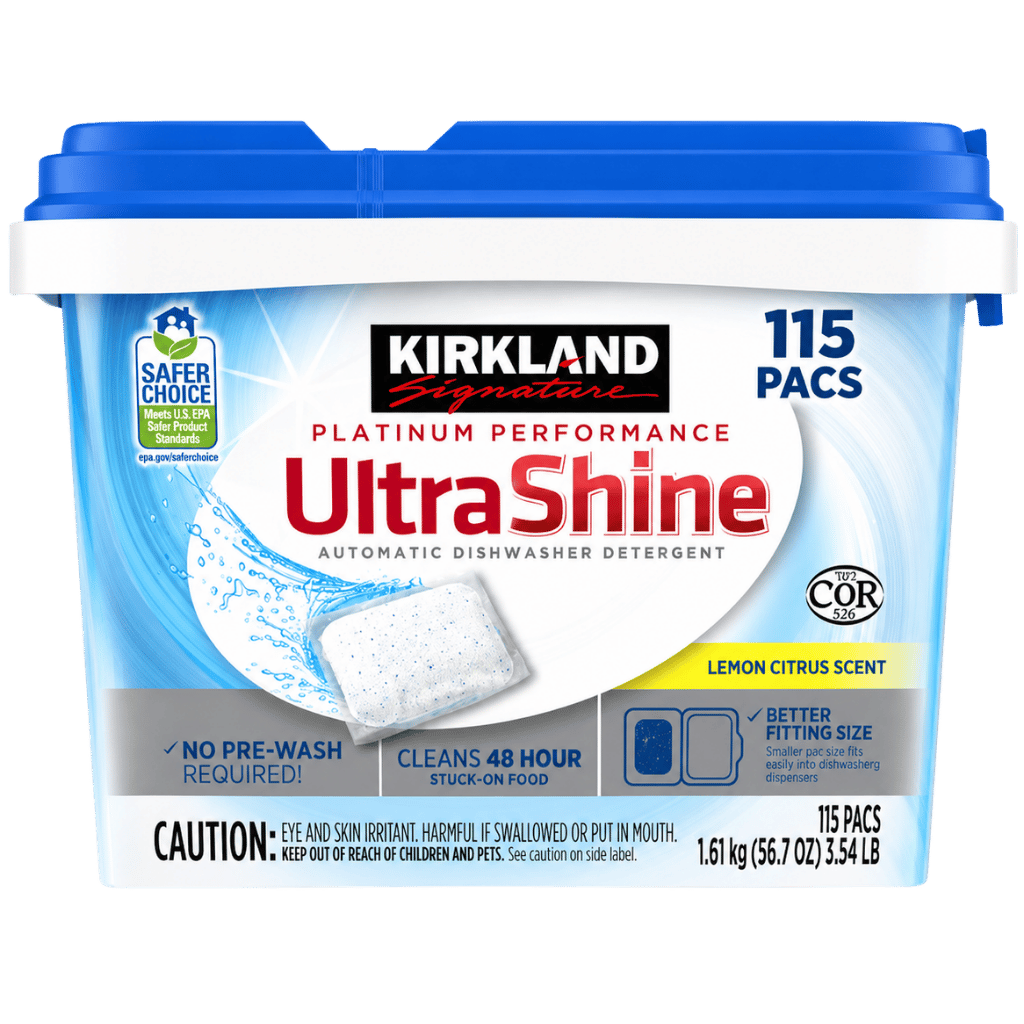 Kirkland Signature Platinum Performance UltraShine Dishwasher Detergent Pacs 115-count buy online USA - 1